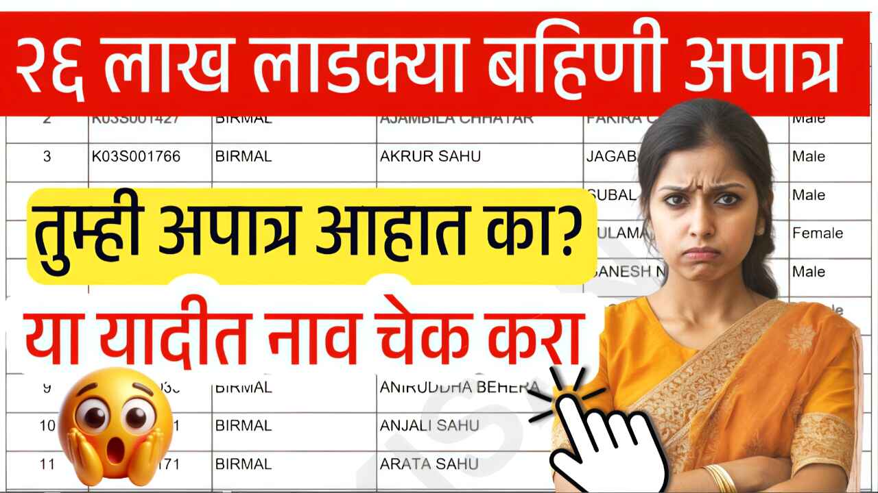 लाडकी बहिण योजना: 26 लाख महिला अपात्र; नवीन यादी चेक करा Ladki Bahin Yojana Qualify List