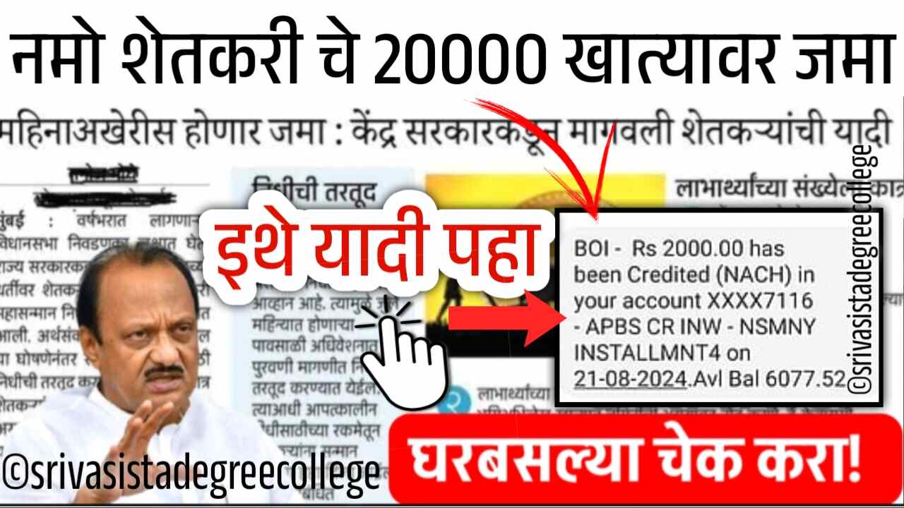 नमो शेतकरी योजनेचे 2000 रुपये बँक खात्यावर जमा; तुम्हाला आले का? येथे पहा Namo Shetkari Yojana